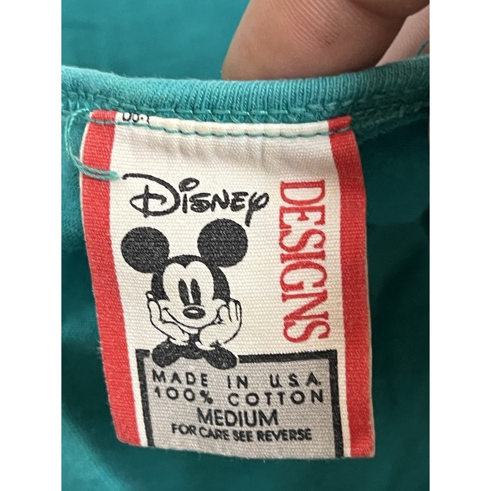 as is-small stain- vtg disney resort tank top donald duck green  mens M - Picture 9 of 10